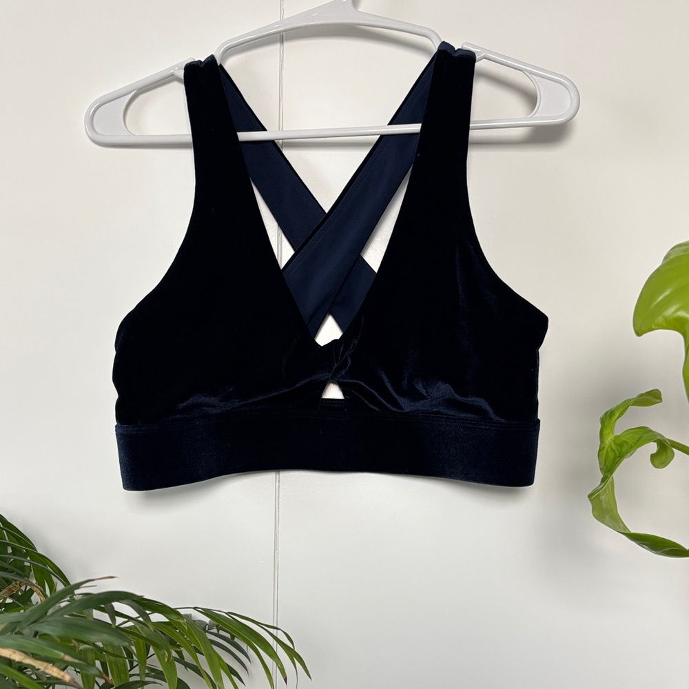 Elegant Navy Velvet Bralette
